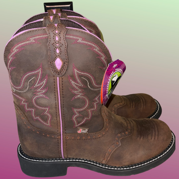 NEW JUSTIN GYPSY WOMEN'S WANETTE 8" BROWN EH WORK BOOTS - STEEL TOE Size 10B - Picture 1 of 8